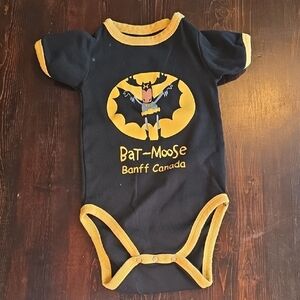 Lazy One 18M Bat-Moose Banff Canada Ringer Bodysuit/Onesie